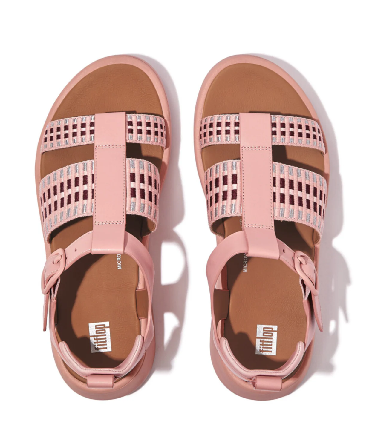 Fitflop F-Mode Leather/Webbing Flatform Fisherman Blush Sandals - Image 4