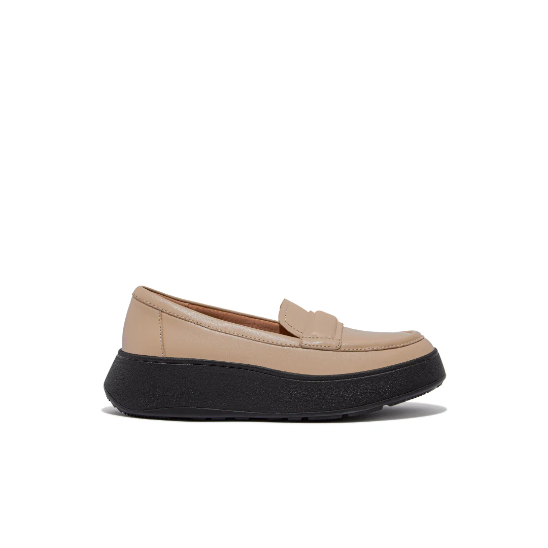 FItflop F Mode Padded Detail Leather Flatform Loafer Latte Beige