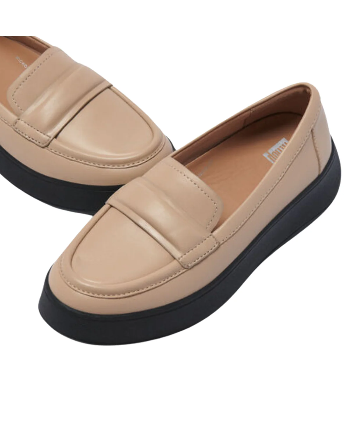 FItflop F Mode Padded Detail Leather Flatform Loafer Latte Beige - Image 3