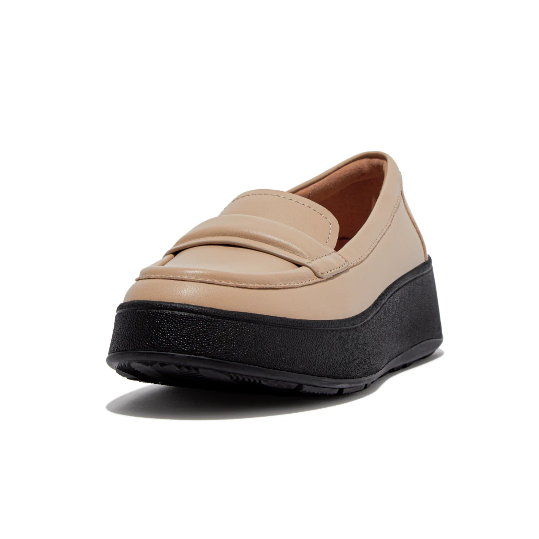 FItflop F Mode Padded Detail Leather Flatform Loafer Latte Beige - Image 4