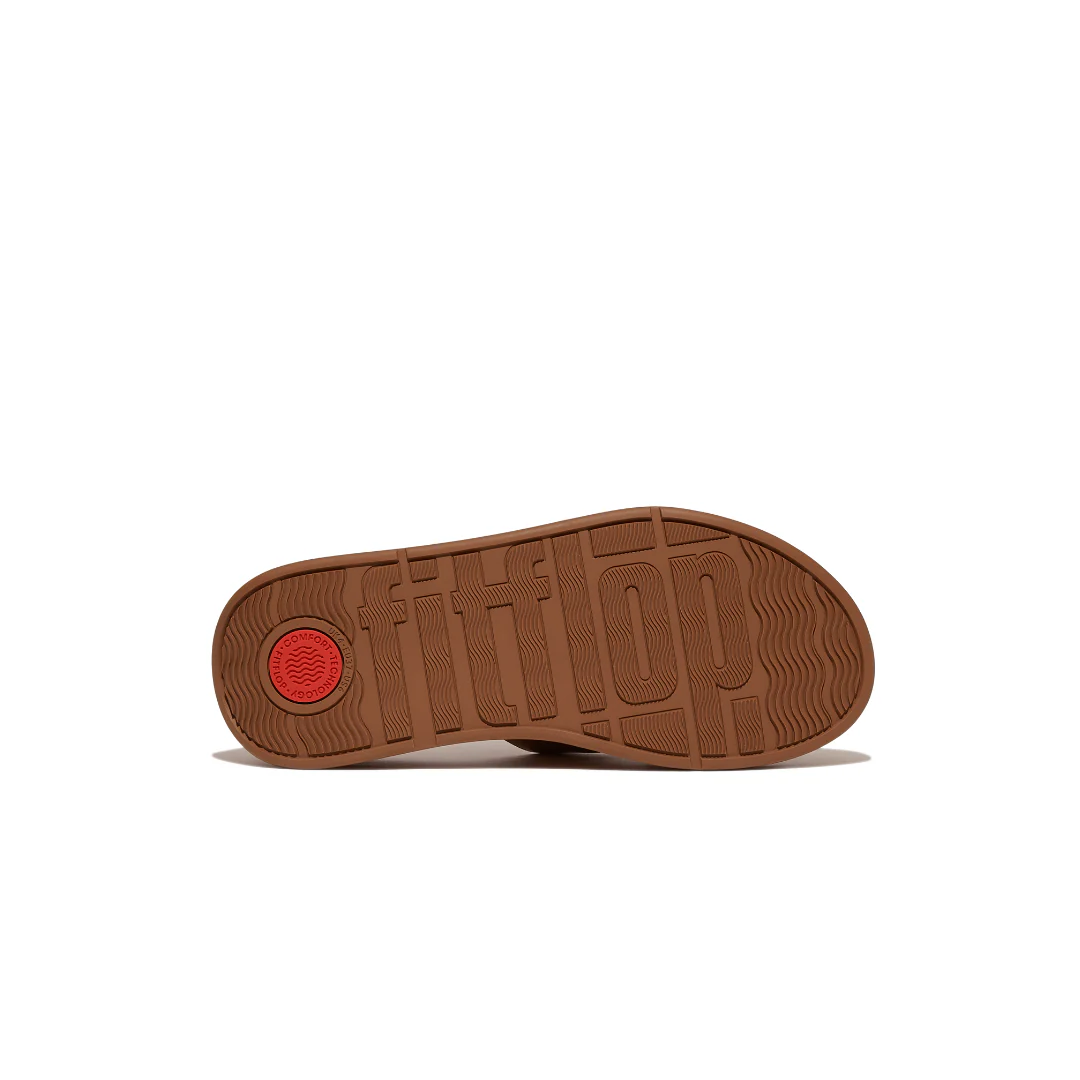 Fitflop F-Mode Raw Edge Flatform H-Bar Slides Light Tan - Image 4