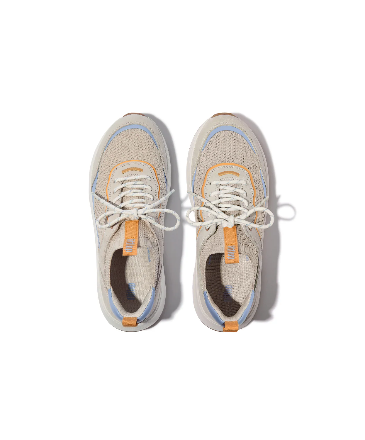 FitFlop F-Mode Suede Knit Flatform Slip On Laced Sneaker Paris Beige Blue - Image 5