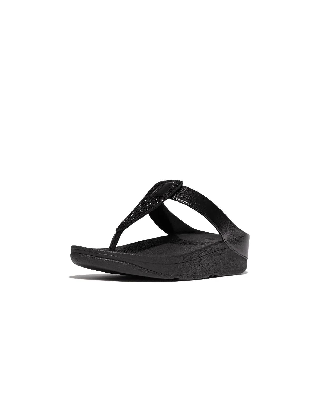 FitFlop Fino Crystal Detail Metallic Toe Post Sandal All Black - Image 4