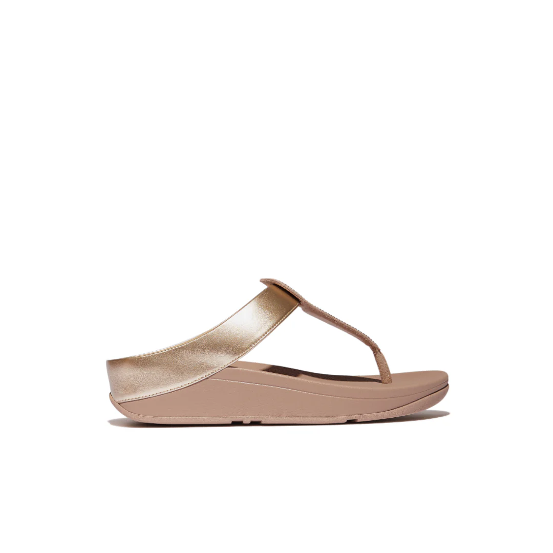 FitFlop Fino Crystal Detail Metallic Toe Post Sandal Latte Beige