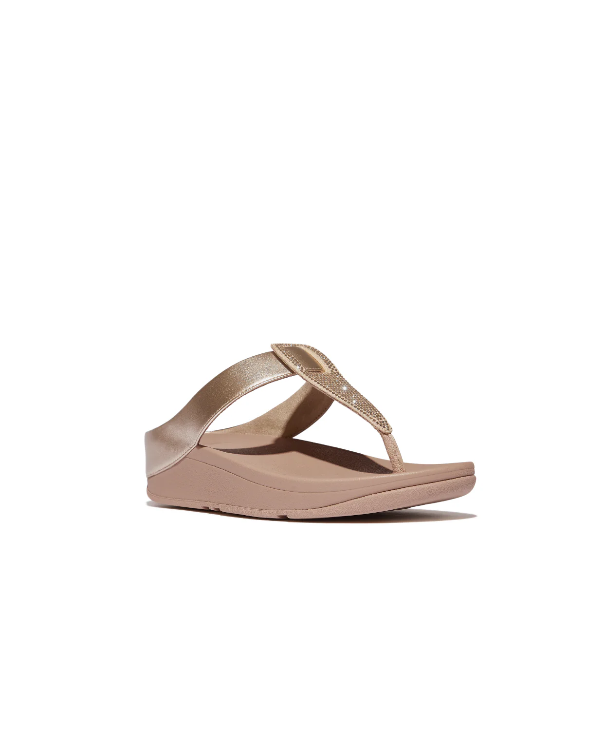 FitFlop Fino Crystal Detail Metallic Toe Post Sandal Latte Beige - Image 4