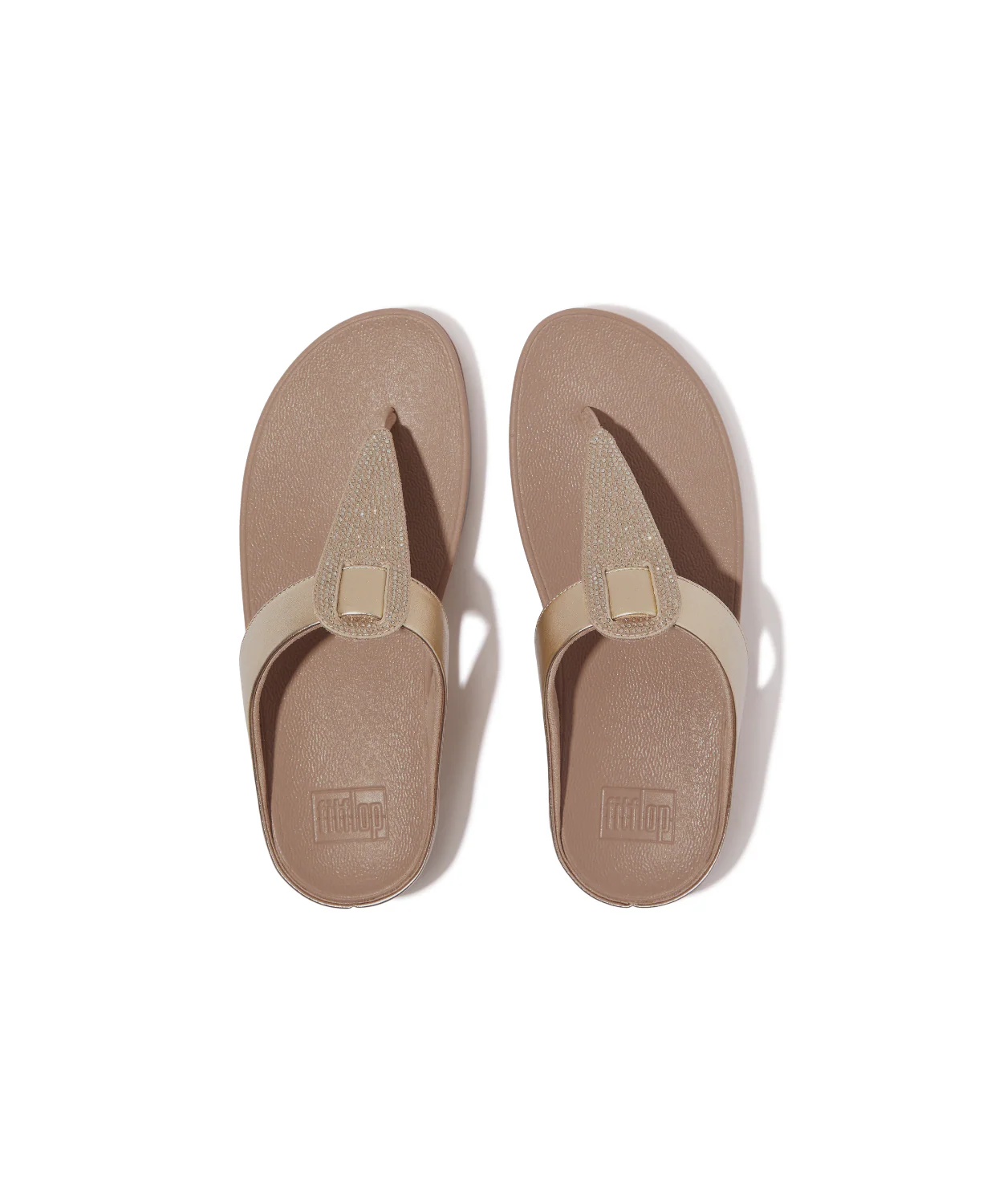 FitFlop Fino Crystal Detail Metallic Toe Post Sandal Latte Beige - Image 5