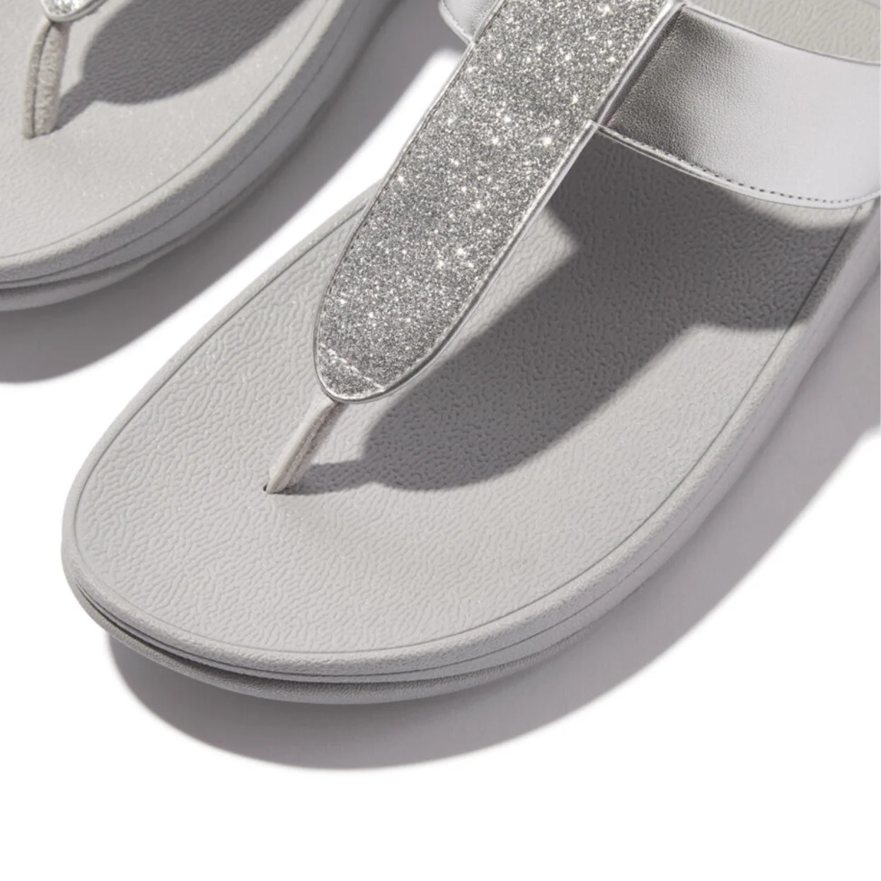 Fitflop Fino Glitterdust Metallic Toe Post Silver - Image 3
