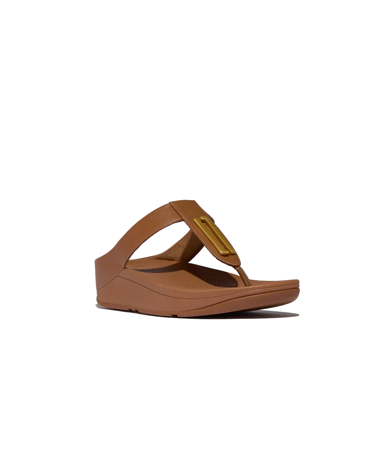 FitFlop Fino Gold Trim Leather Toe Post Sandals Tan - Image 5