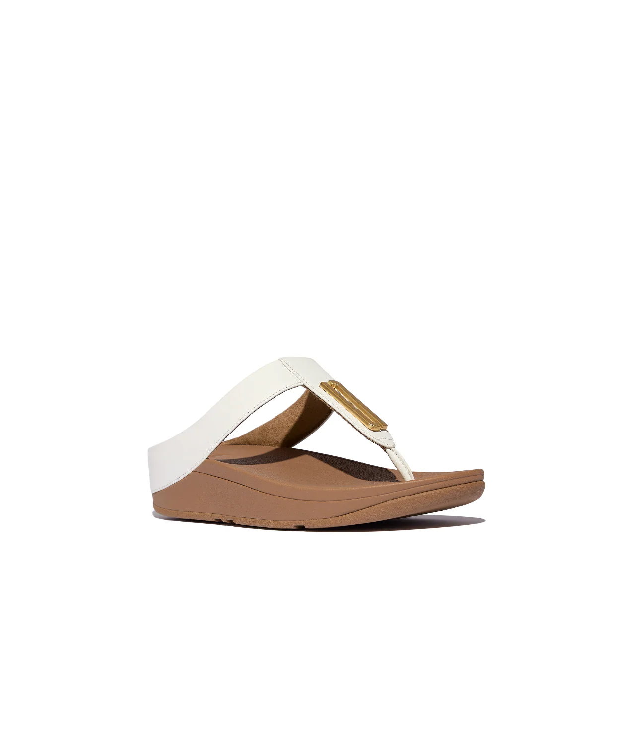 FitFlop Fino Gold Trim Leather Toe Post Sandals Urban White - Image 4