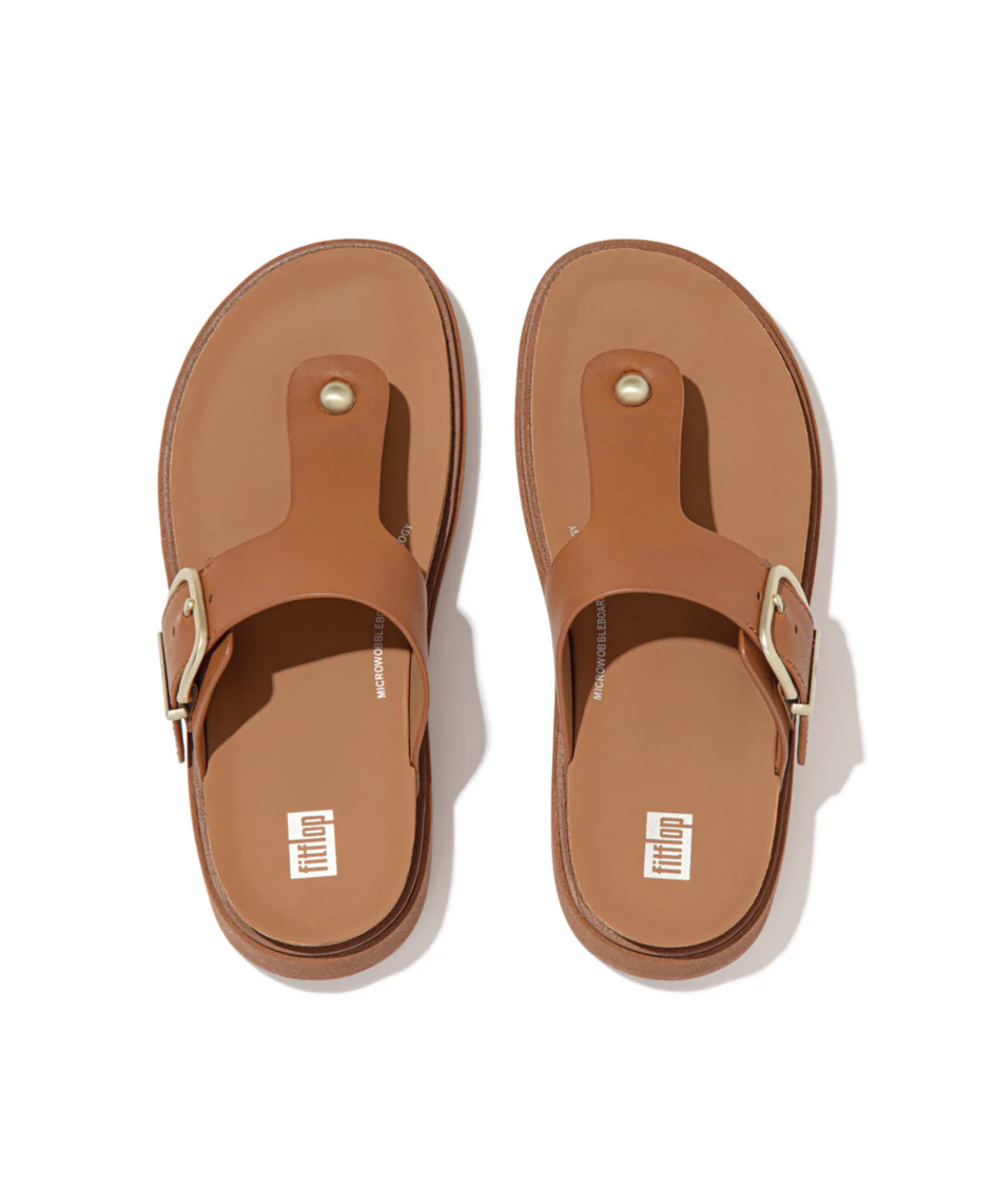 Fitflop Gen-FF Buckle Leather Toe Post Sandal Light Tan - Image 5