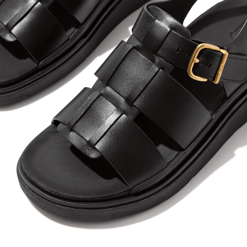 FitFlop Gen-FF Leather Fisherman Sandals Black - Image 3