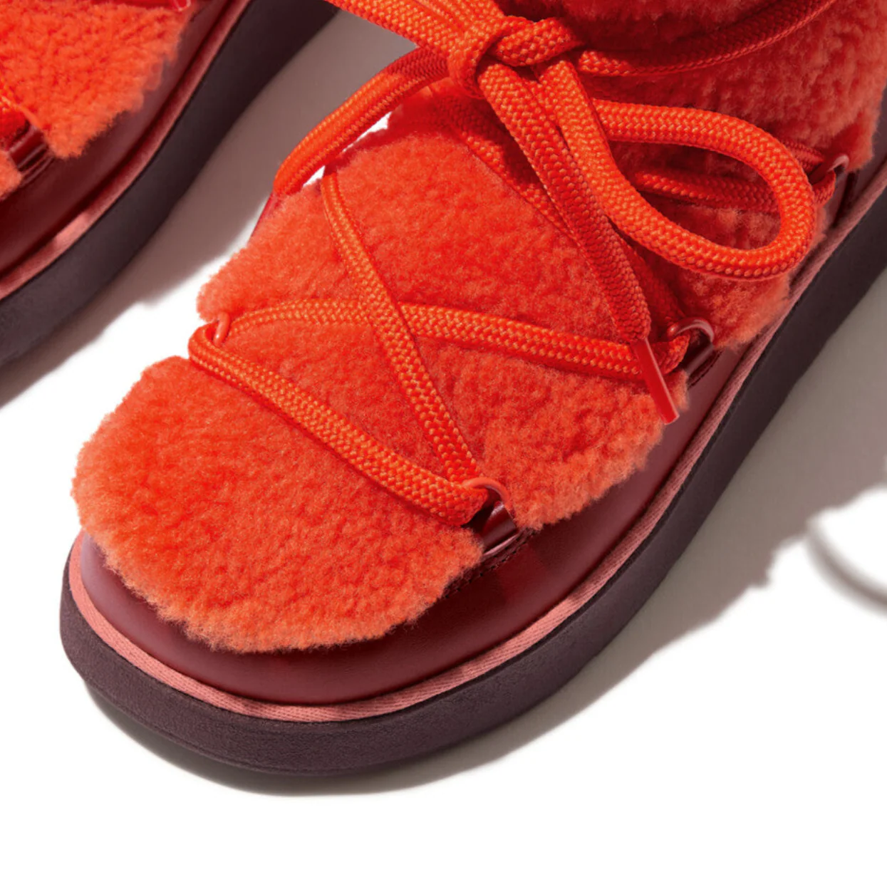 FitFlop Gen FF x Roksanda Curly Shearling Lace Ankle Boots Tangerine Mix - Image 4