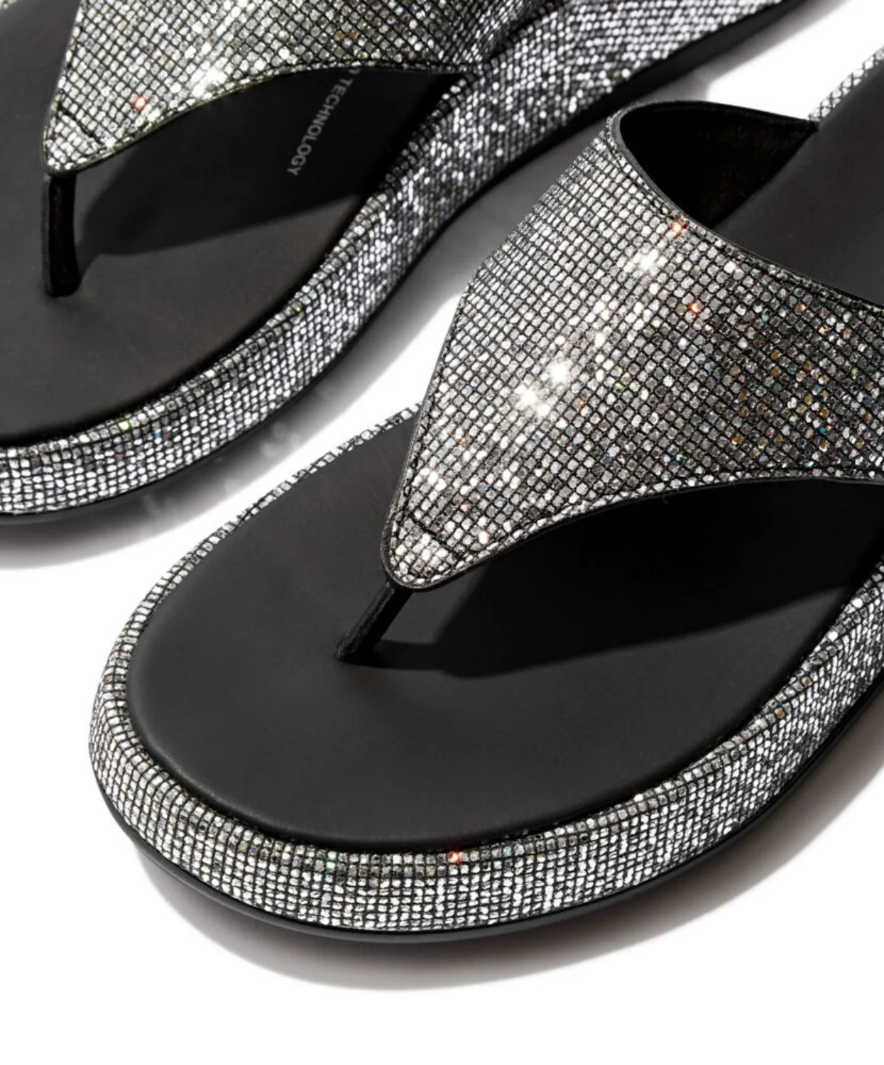 Fitflop F-Mode Glitterball Flatform Toe-Post Sandals Silver - Image 3