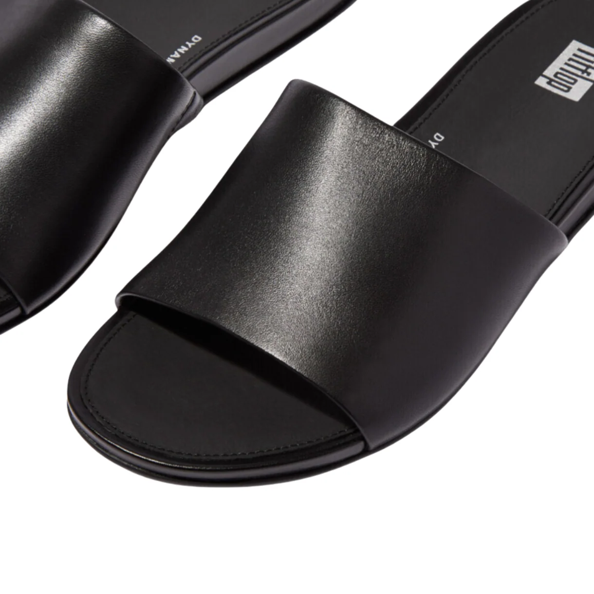 FitFlop Gracie Leather Pool Slides Black/Black - Image 3