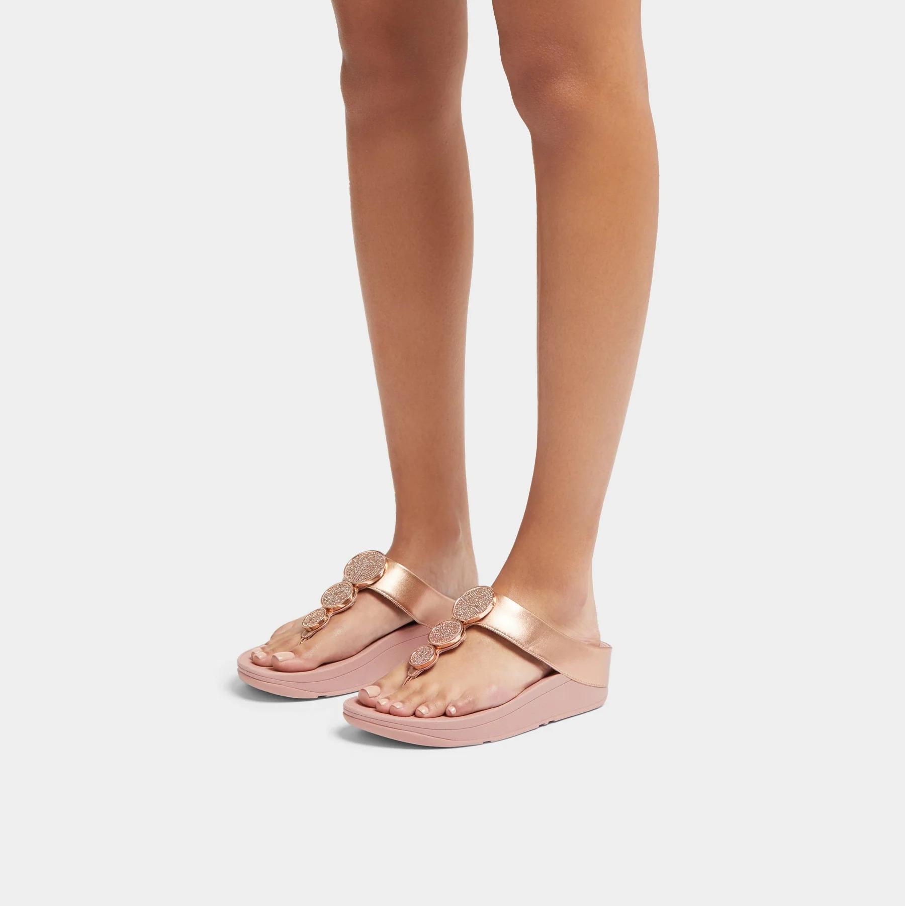 Fitflop Halo Bead Circle Metallic Toe Post Rose Gold - Image 2