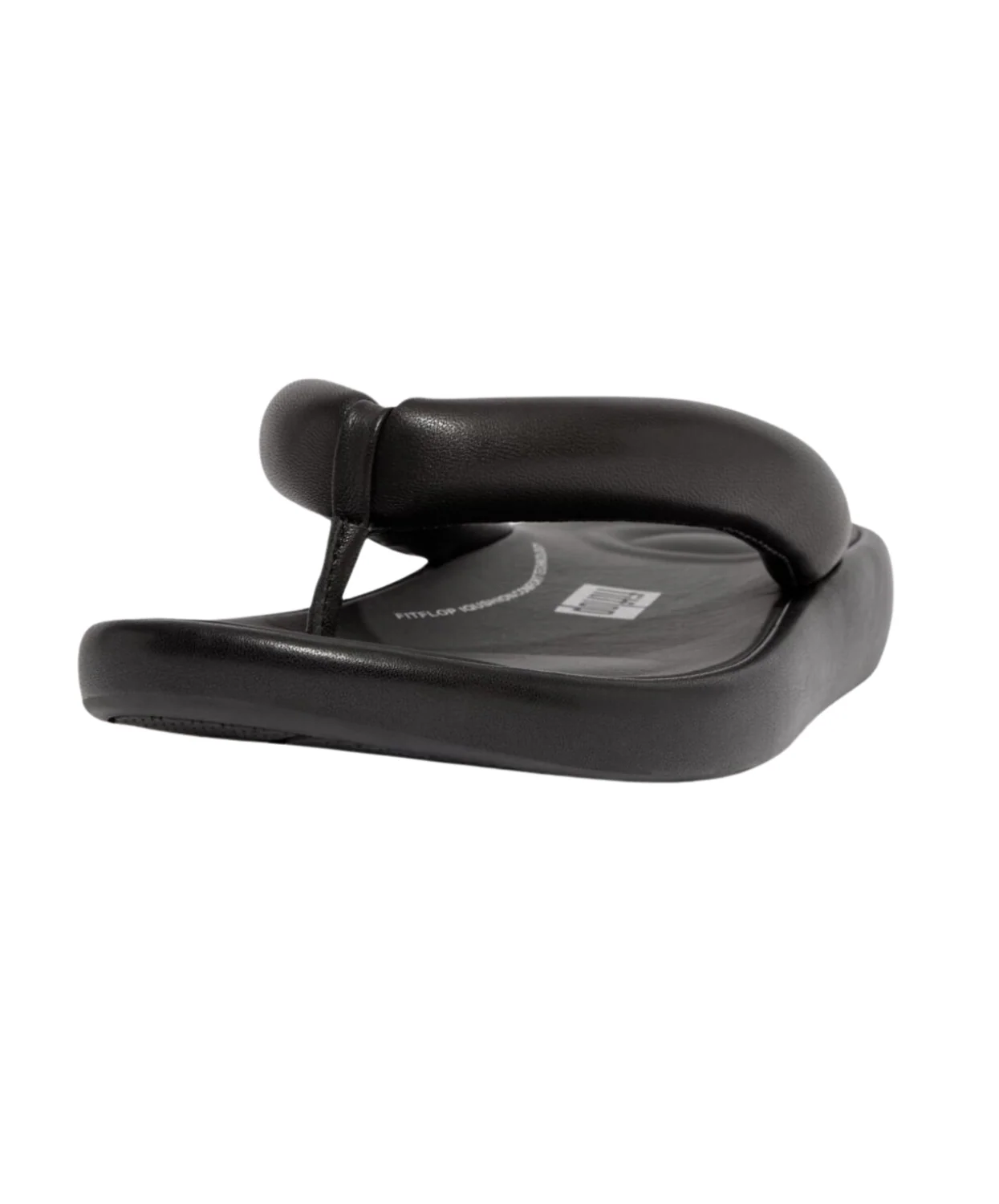 FitFlop iQushion D-Luxe Padded Leather Flip Flops Black - Image 4