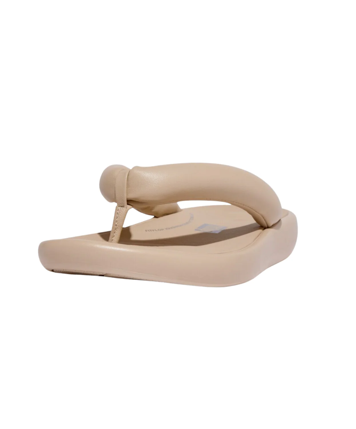 FitFlop iQushion D-Luxe Padded Leather Flip Flops Stone Beige - Image 4