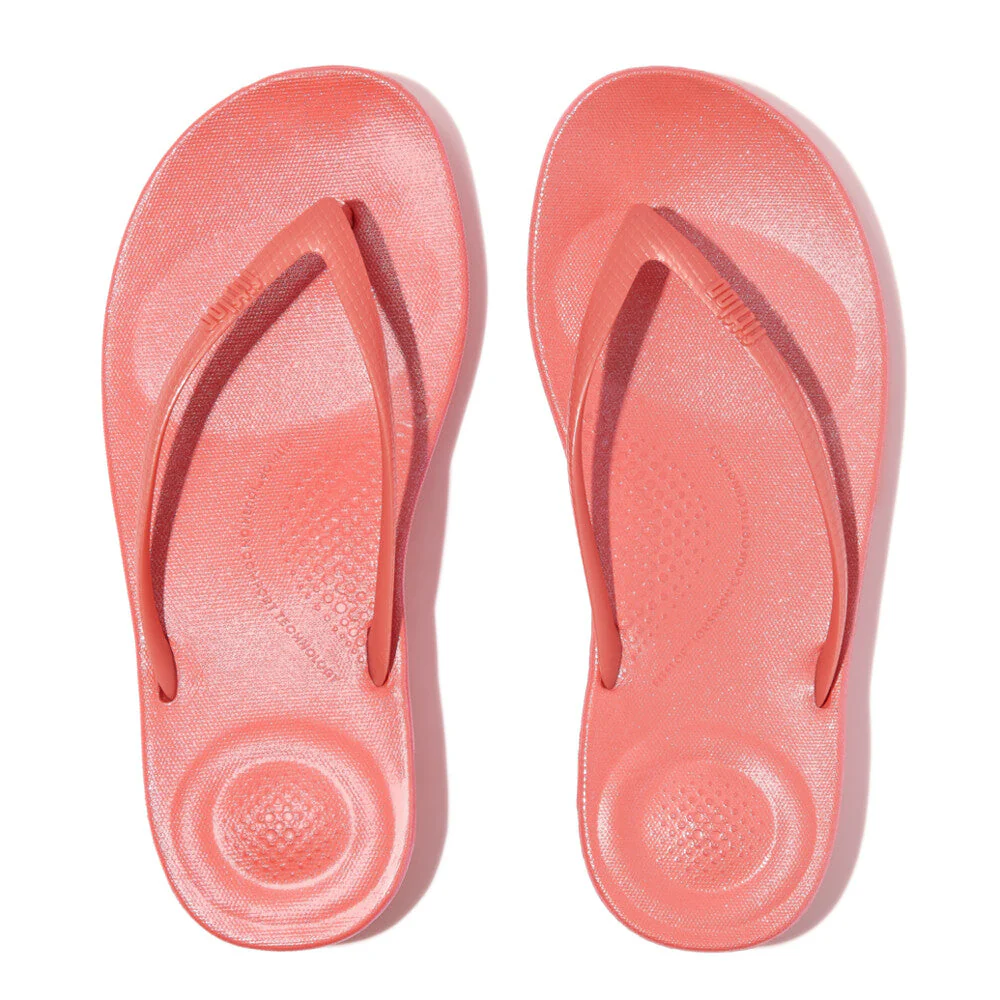 FitFlop iQushion Pearlized Ergonomic Thongs Coral - Image 5