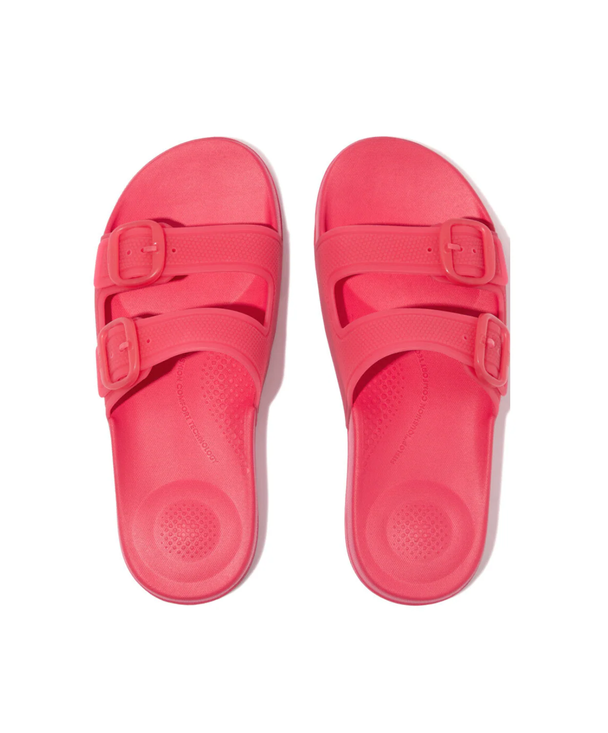 FitFlop iQushion Translucent Two Bar Buckle Slides Pink - Image 4