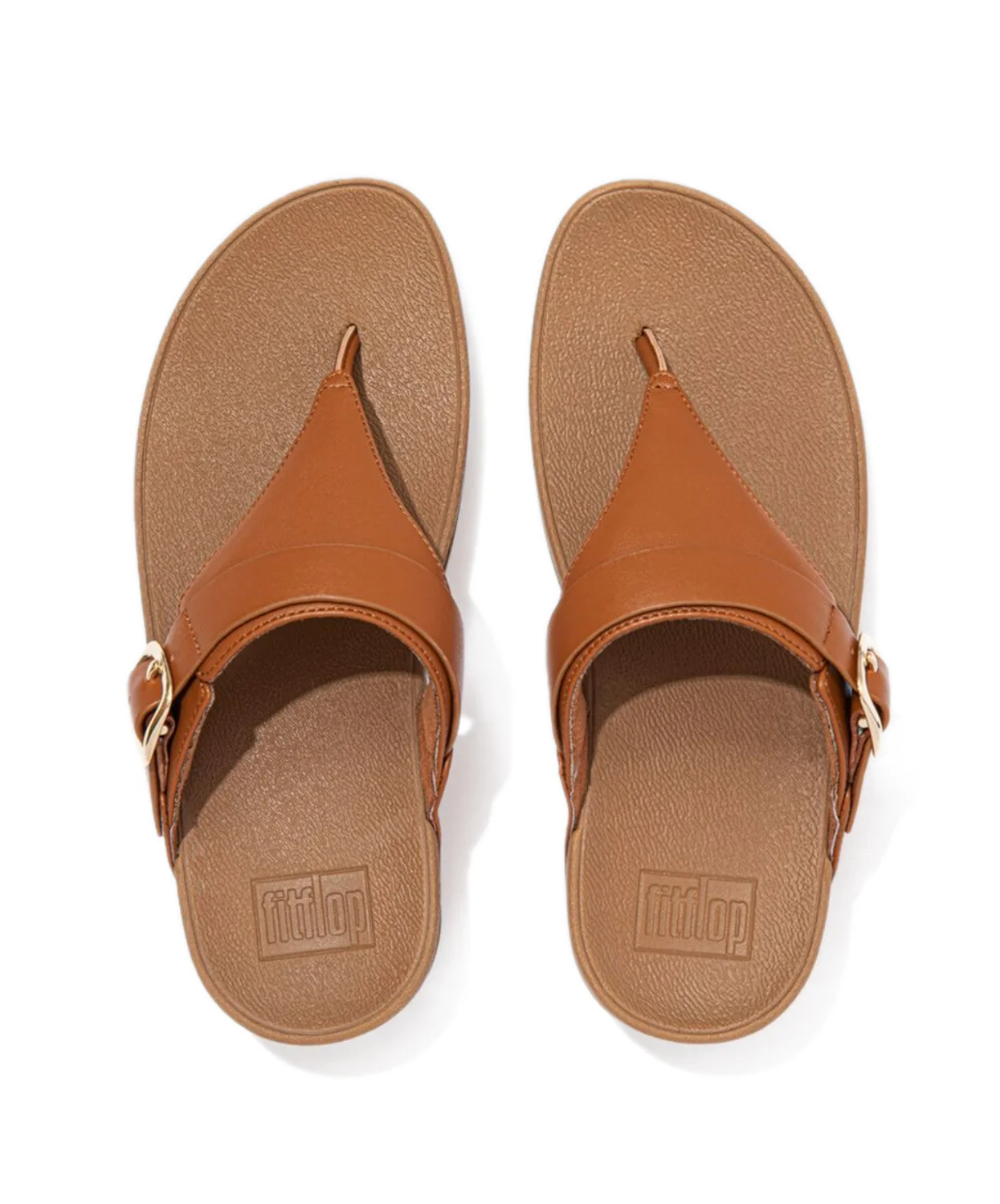 Fitflop Lulu Adjustable Leather Toe Post Sandals Tan - Image 4