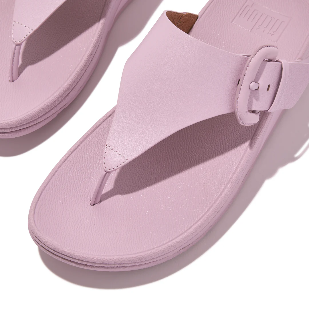 FitFlop Lulu Covered Buckle Raw Edge Leather Toe Thong Wild Lilac - Image 3