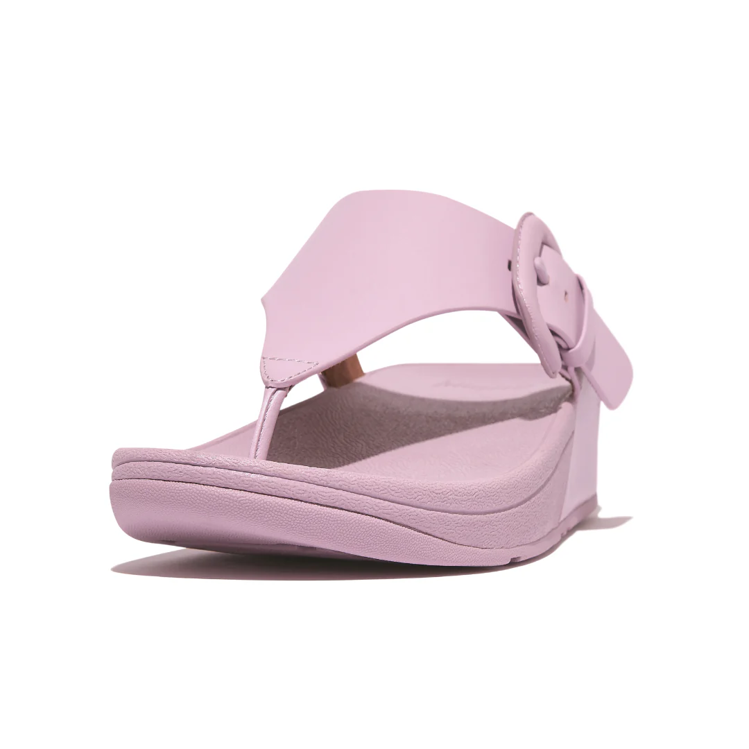 FitFlop Lulu Covered Buckle Raw Edge Leather Toe Thong Wild Lilac - Image 4