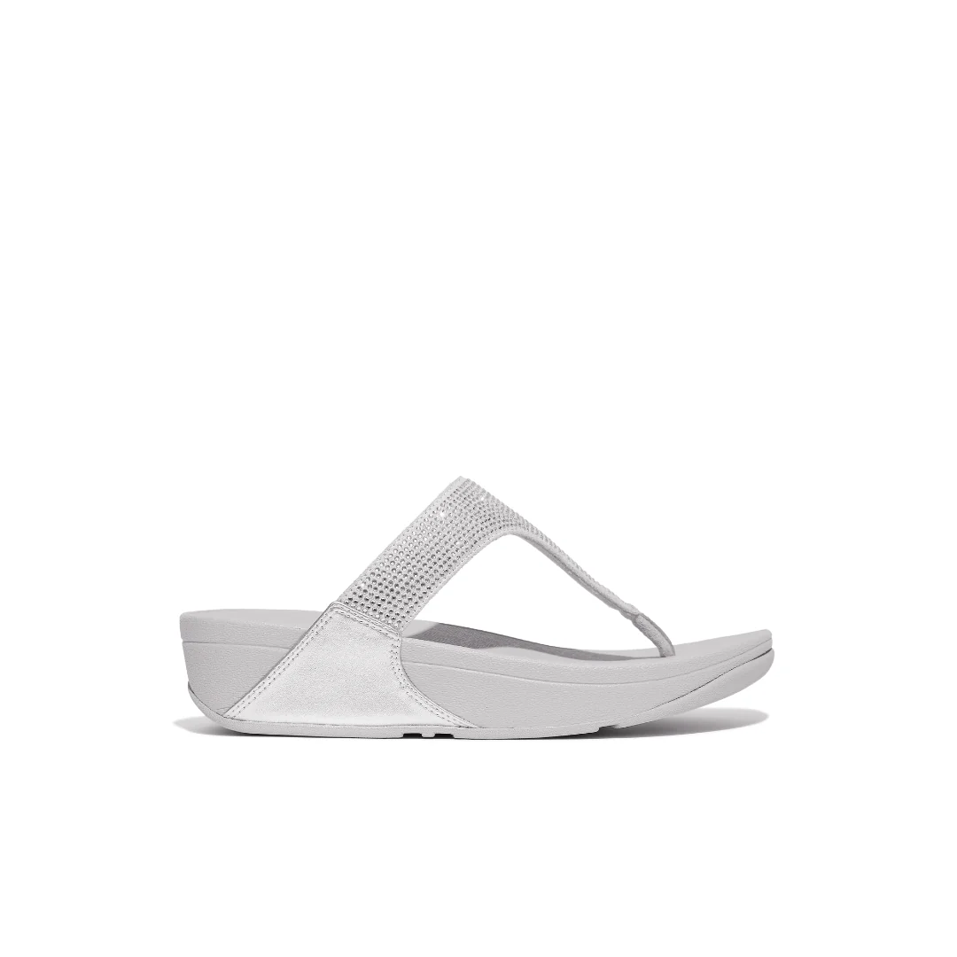 Fitflop Lulu Crystal Embelished Toe Post Silver