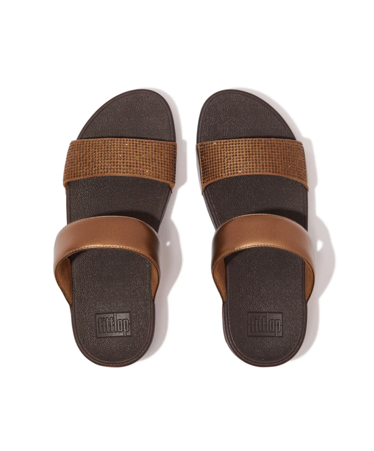 Fitflop Lulu Crystal Embellished Slides Bronze - Image 5