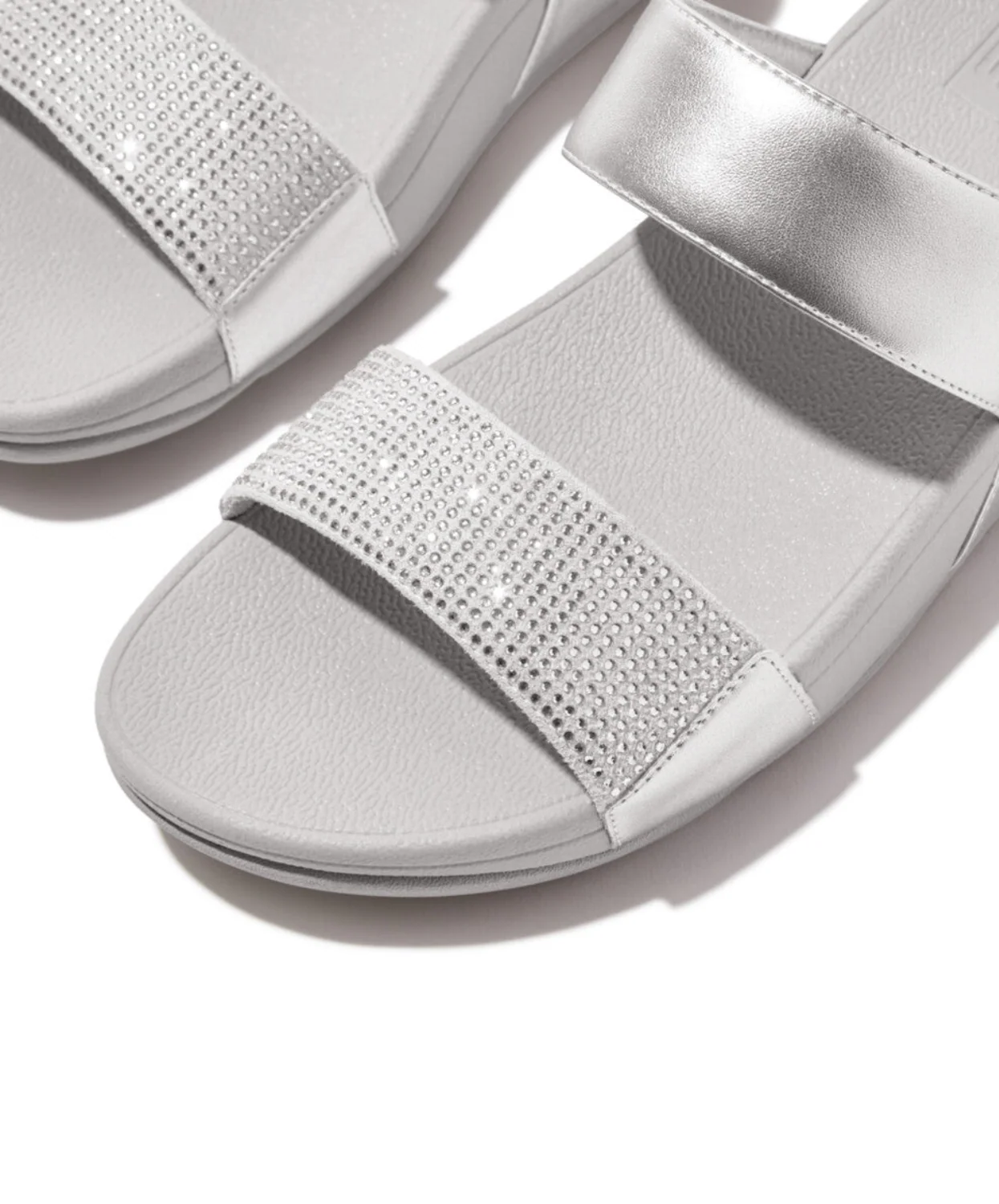 Fitflop Lulu Crystal Embellished Slides Silver - Image 3