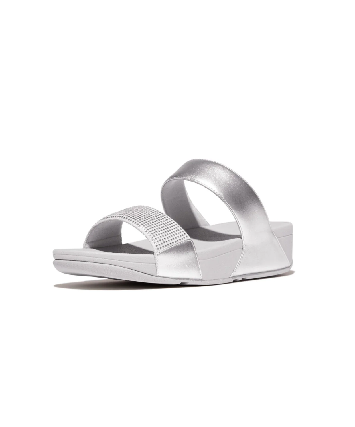Fitflop Lulu Crystal Embellished Slides Silver - Image 4