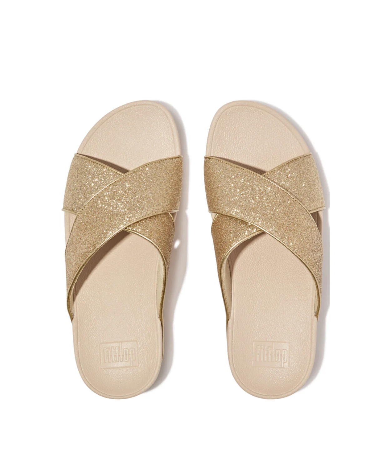 Fitflop Lulu Glitterdust Cross Slides Platino - Image 4
