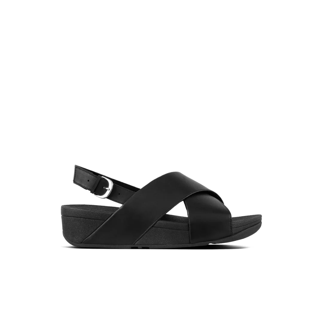 FitFlop Lulu Leather Cross Back Strap Sandals Black