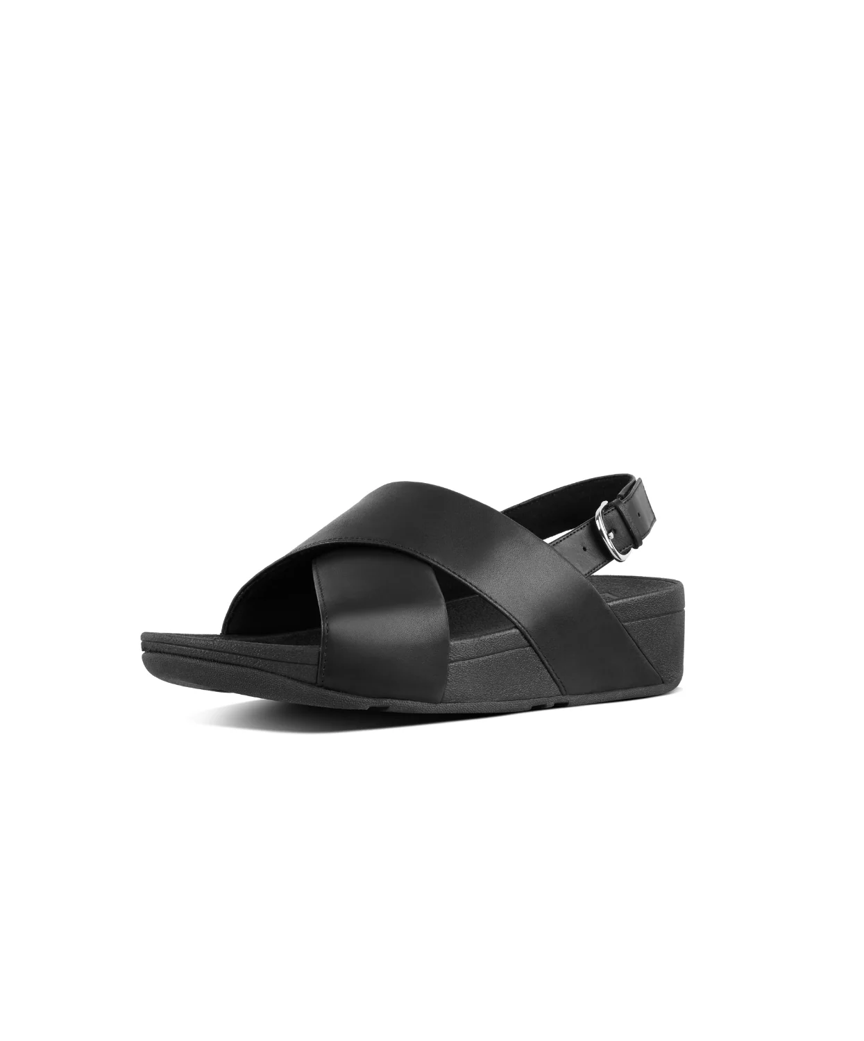 FitFlop Lulu Leather Cross Back Strap Sandals Black - Image 2