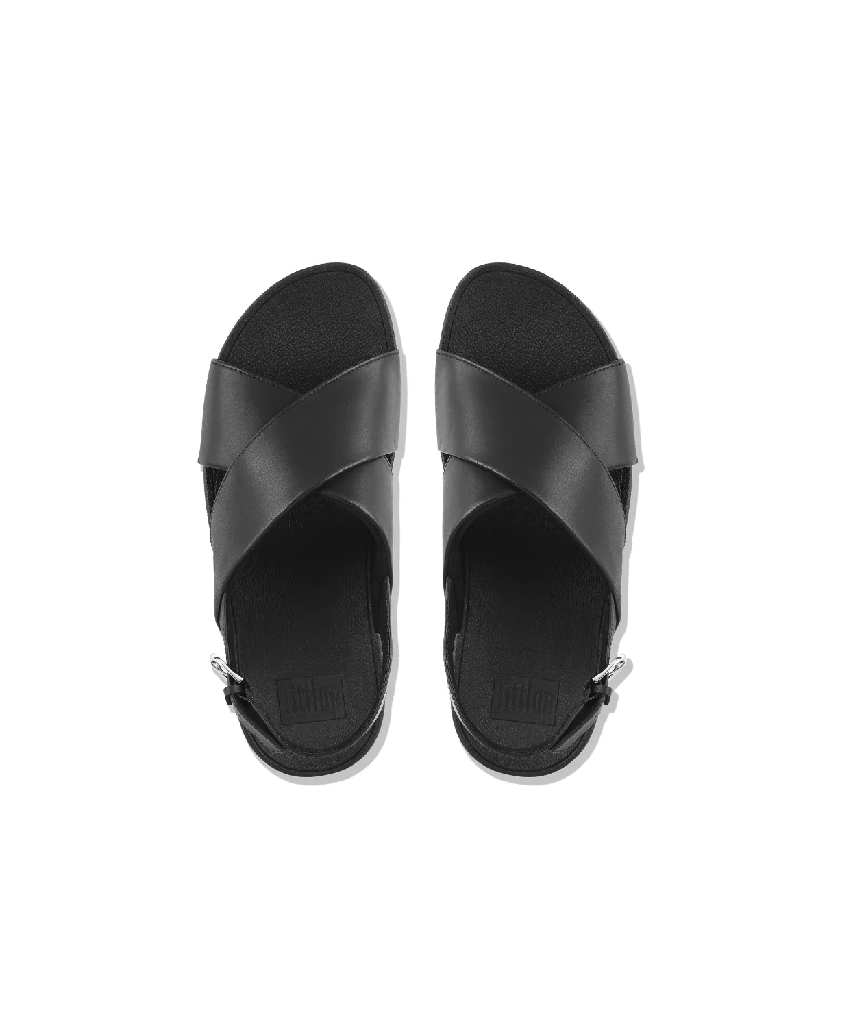 FitFlop Lulu Leather Cross Back Strap Sandals Black - Image 3