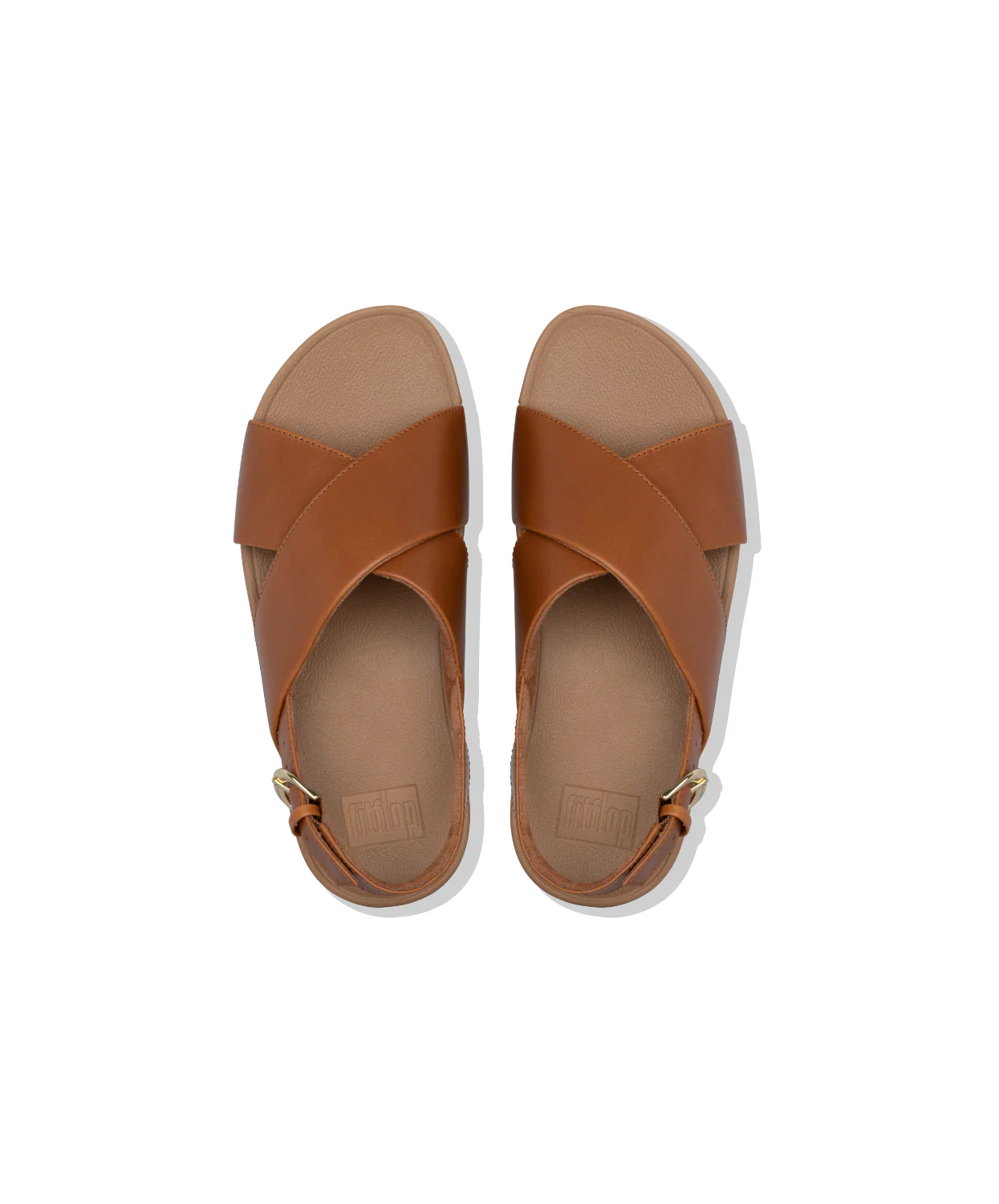 FitFlop Lulu Leather Cross Back Strap Sandals Light Tan - Image 3