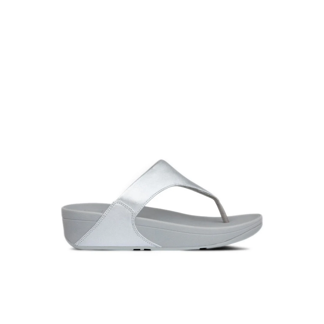 FitFlop Lulu Leather Toe Post Sandals Silver