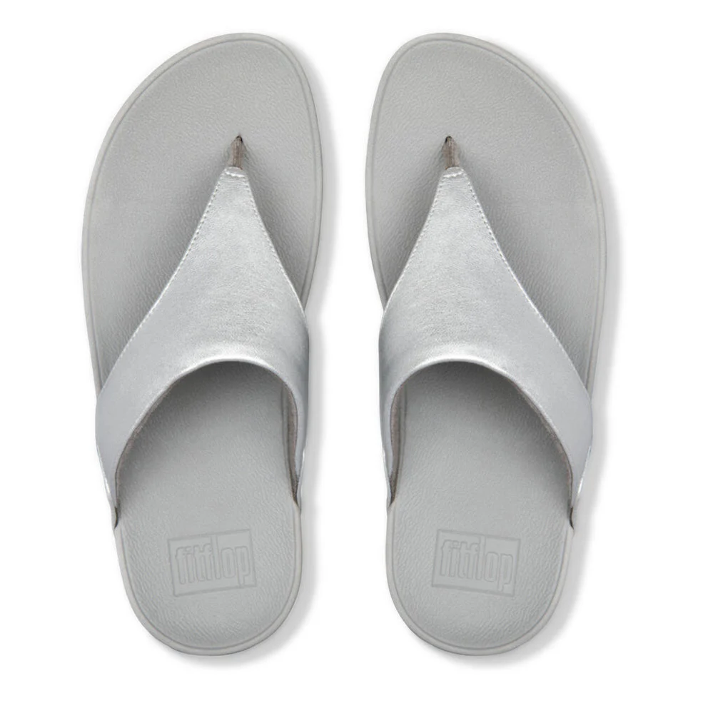 FitFlop Lulu Leather Toe Post Sandals Silver - Image 4
