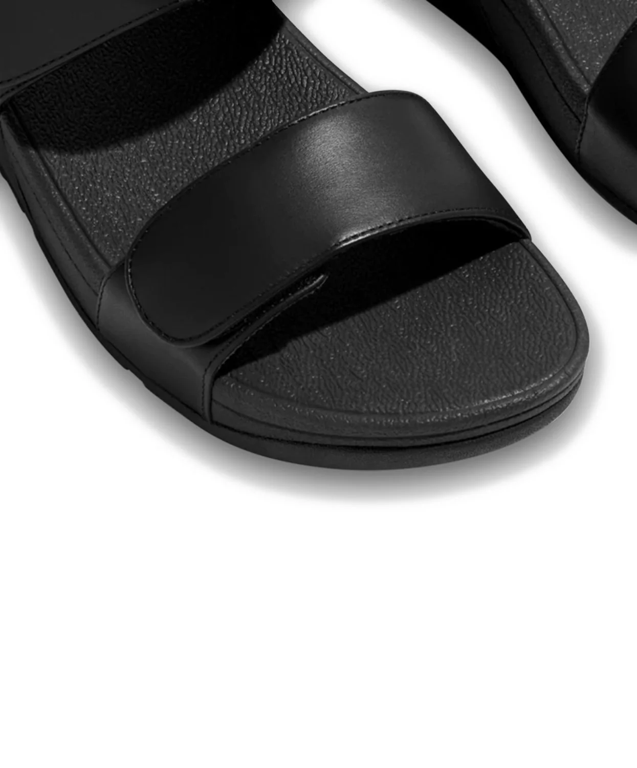 FitFlop Lulu Leather Velcro Adjustable Slides Black - Image 3