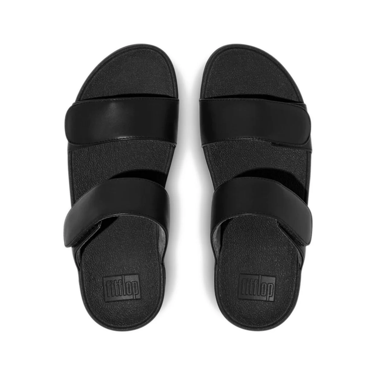 FitFlop Lulu Leather Velcro Adjustable Slides Black - Image 4