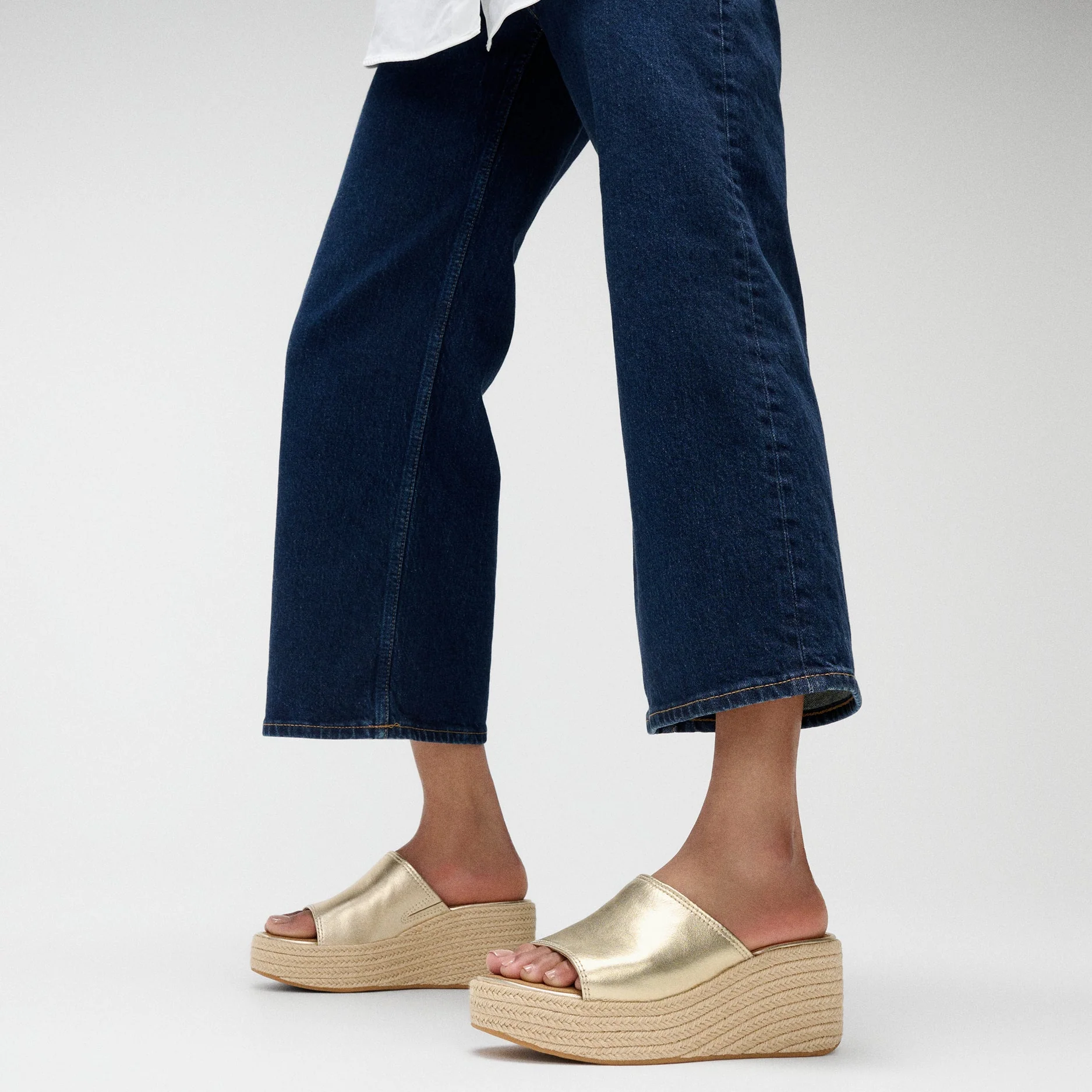 FitFlop Platform Espadrille Leather Wedge Slides Platino - Image 2