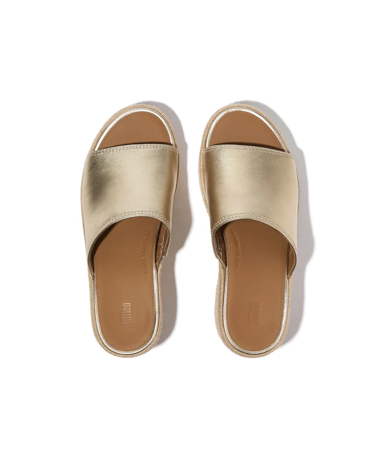 FitFlop Platform Espadrille Leather Wedge Slides Platino - Image 5