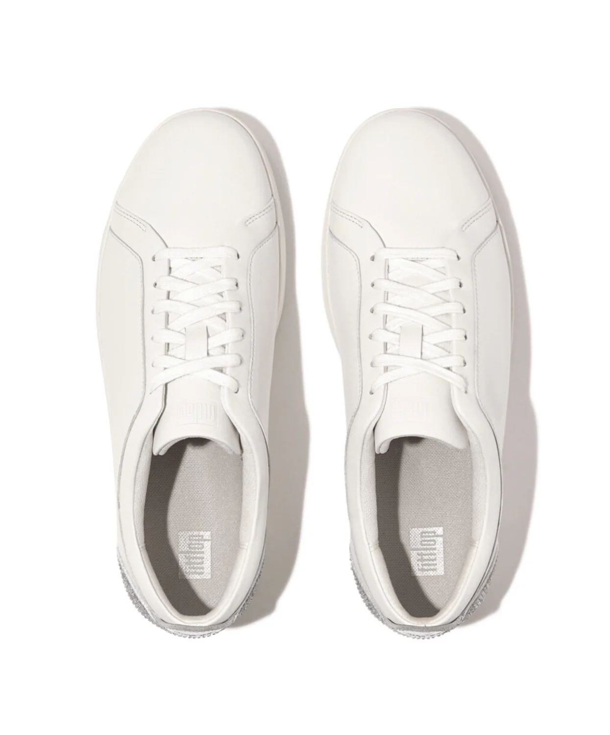 Fitflop Rally Crystal Silver Backtab Leather Sneaker White - Image 3