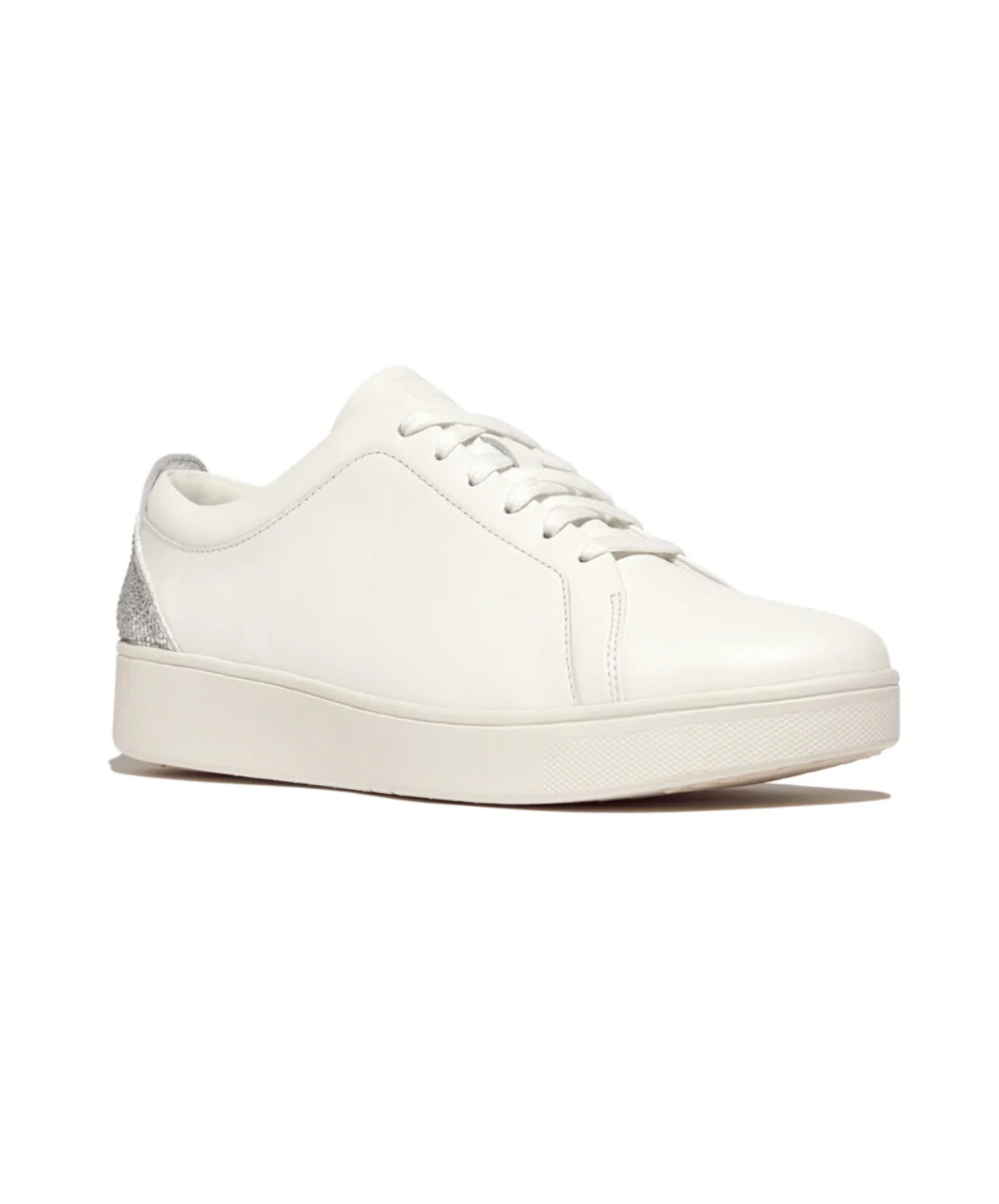 Fitflop Rally Crystal Silver Backtab Leather Sneaker White - Image 4