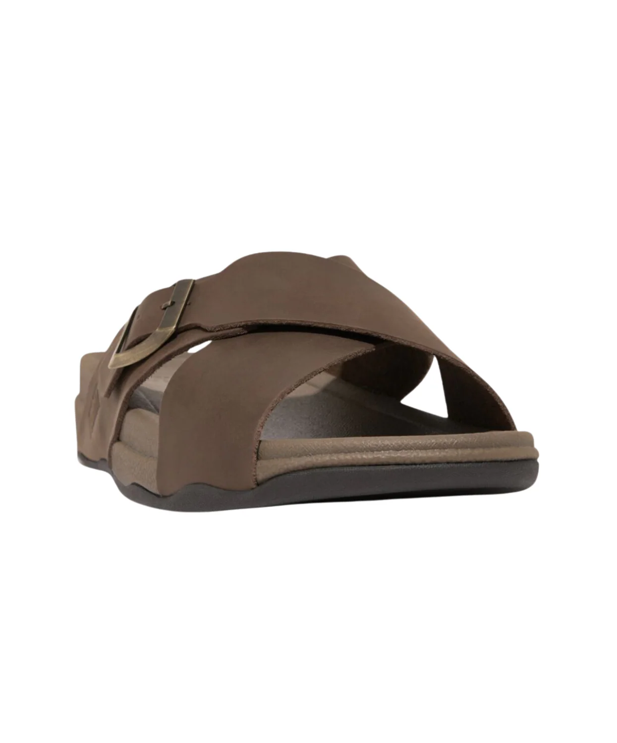 FitFlop Surfer Buckle Nubuck Mens Cross Slides Chocolate Brown - Image 3