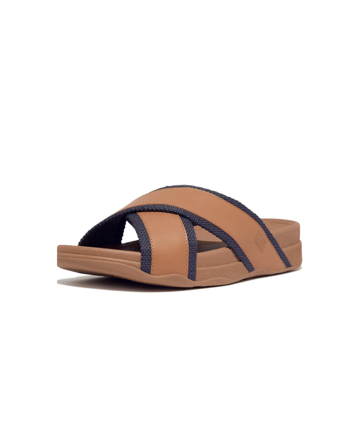Fitflop Surfers Men's Webbing Leather Cross Slides Desert Tan - Image 4