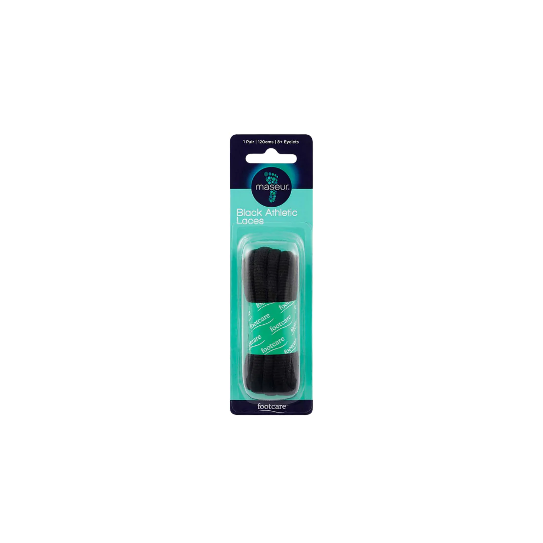 Footcare Shoe Laces 120cm Black Athletic