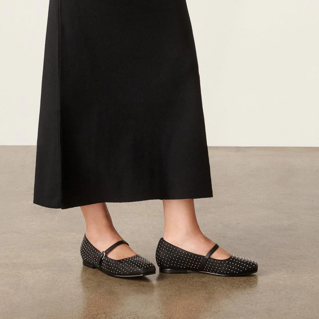 Frankie4 Hepburn Black Stud Dress Flat - Image 2