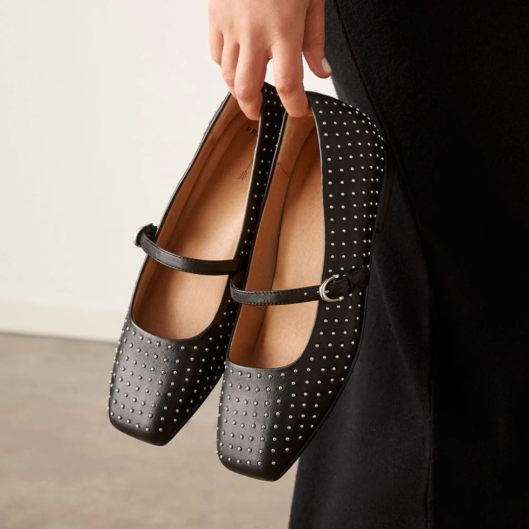 Frankie4 Hepburn Black Stud Dress Flat - Image 3