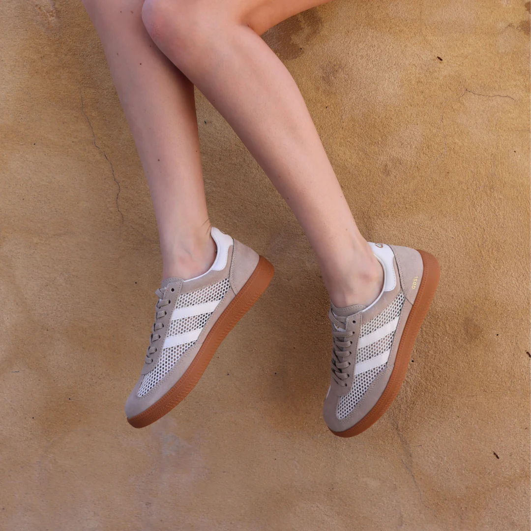 Goodsole 2001 Kindred Sneaker Taupe Suede/White Mesh - Image 3
