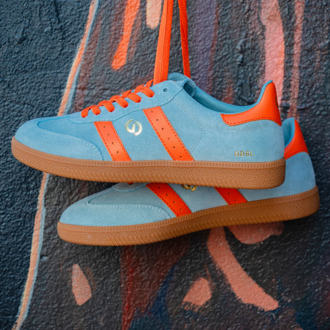 Goodsole 2001 Parallel Sneaker Pale Blue/Orange Suede - Image 3